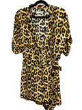 Urban Outfitters Mustard Leopard Print Faux Wrap Tie Waist Romper | M | Excellent Pre-Owned