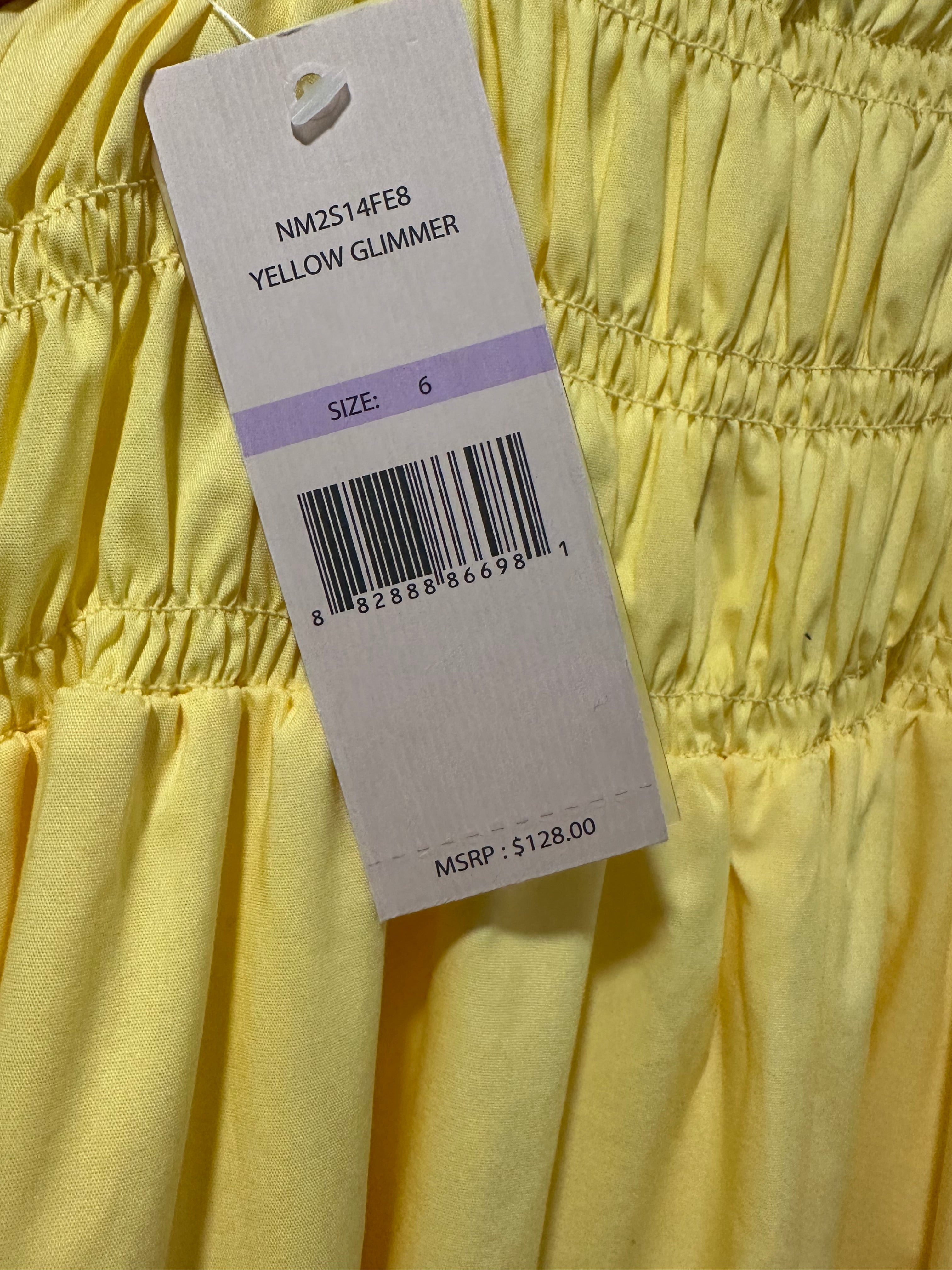 Nanette Lepore Smocked Maxi Dress | Yellow Glimmer | Size 6 | NWT