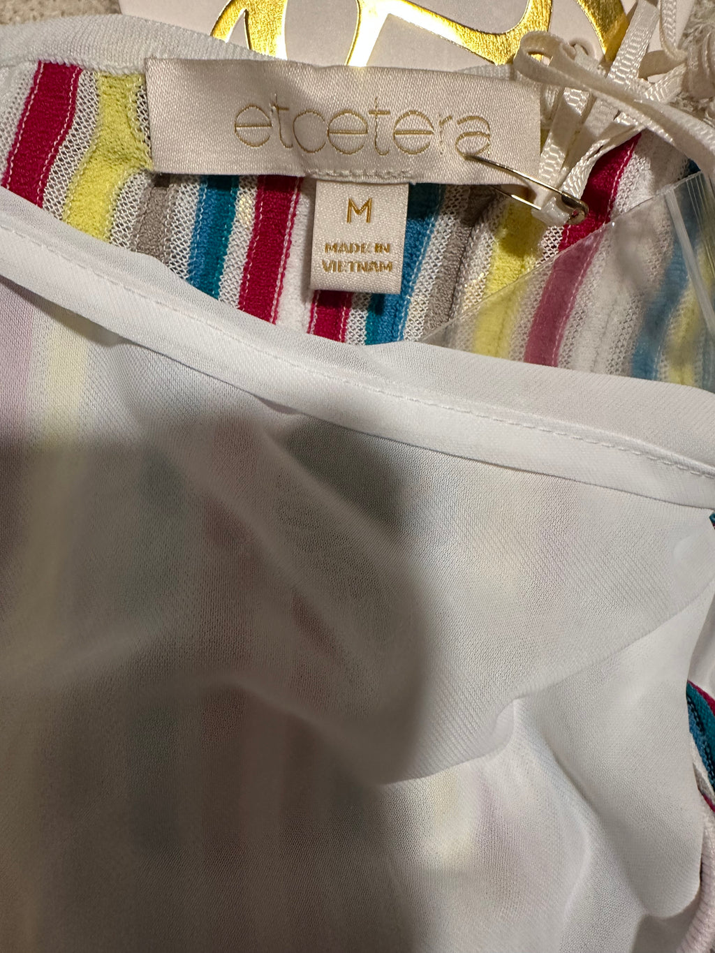Etcetera Carolina Multicolor Stripe Knit Fit & Flare Dress | Size M | NWT