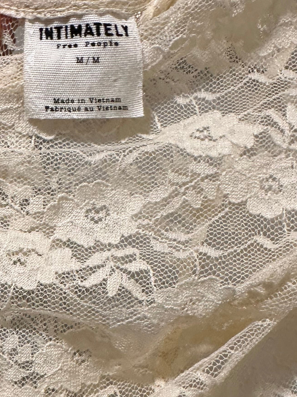 Intimately Free People Cream Lace Midi Dress | Tiered Handkerchief Hem | Size M | Excellent Pre-Owned