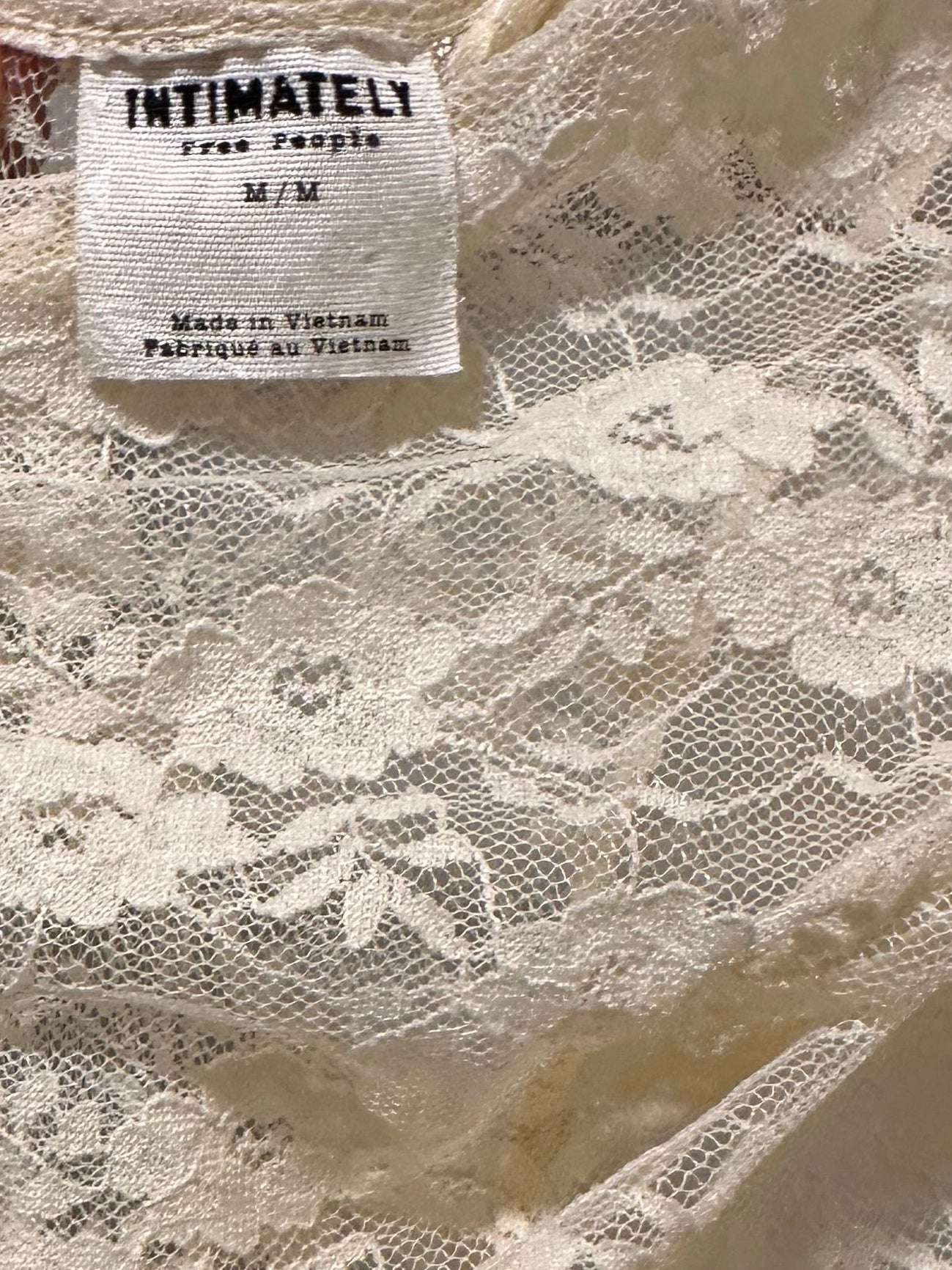 Intimately Free People Cream Lace Midi Dress | Tiered Handkerchief Hem | Size M | Excellent Pre-Owned