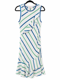 Parker White Multi Grass Stripe Sleeveless Ruffle Dress | NWT
