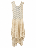 Intimately Free People Cream Lace Midi Dress | Tiered Handkerchief Hem | Size M | Excellent Pre-Owned