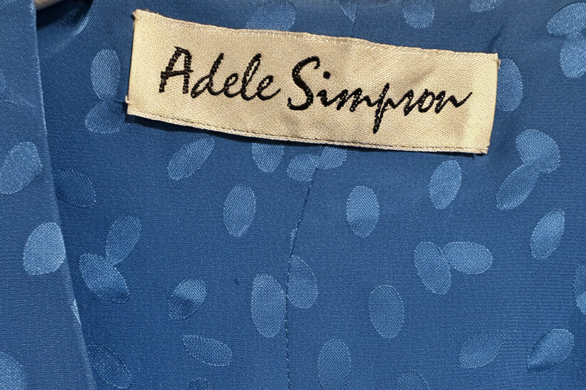 Adele Simpson Royal Blue Silk Jacquard Midi Dress | Size 8 | 100% Silk