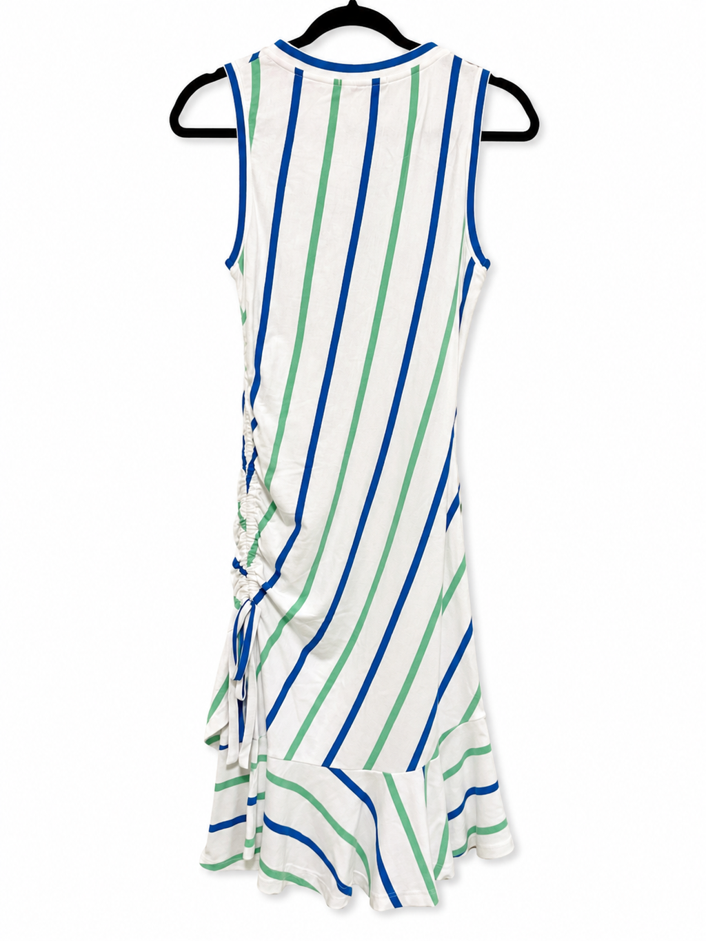 Parker White Multi Grass Stripe Sleeveless Ruffle Dress | NWT