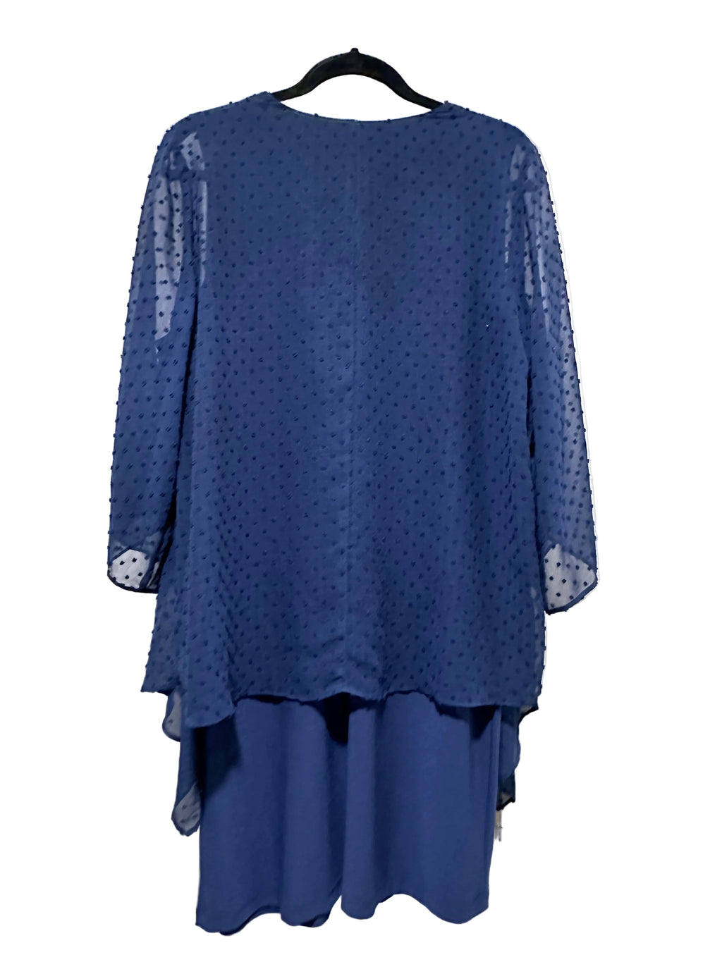 Sandra Darren Navy Chiffon Overlay Shift Dress | Size M | Excellent Pre-Owned