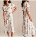 Rebecca Taylor Snow Blue Metallic Floral Ruffle Midi Dress | Size 4 | NWT