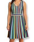 Etcetera Carolina Multicolor Stripe Knit Fit & Flare Dress | Size M | NWT