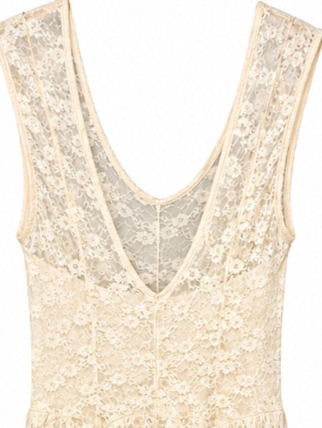 Intimately Free People Cream Lace Midi Dress | Tiered Handkerchief Hem | Size M | Excellent Pre-Owned