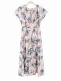 Rebecca Taylor Snow Blue Metallic Floral Ruffle Midi Dress | Size 4 | NWT