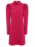 Alice + Olivia Wild Pink Metallic Puff Sleeve Mini Dress | Mock Neck | Size M | NWT