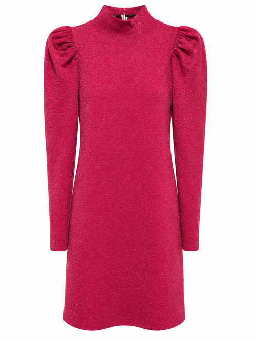 Alice + Olivia Wild Pink Metallic Puff Sleeve Mini Dress | Mock Neck | Size M | NWT