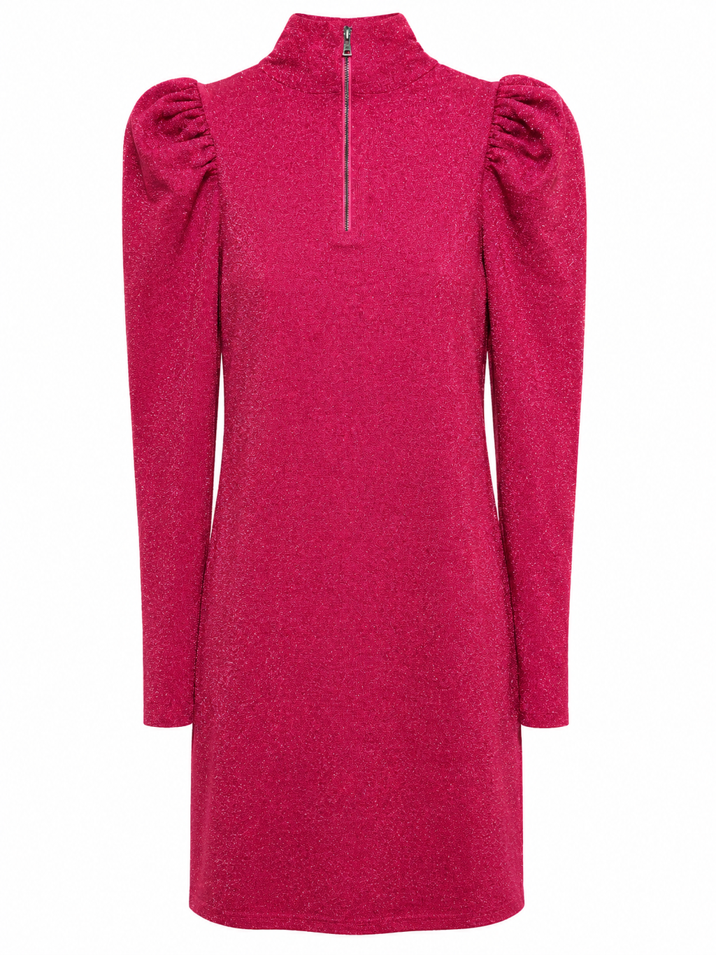 Alice + Olivia Wild Pink Metallic Puff Sleeve Mini Dress | Mock Neck | Size M | NWT