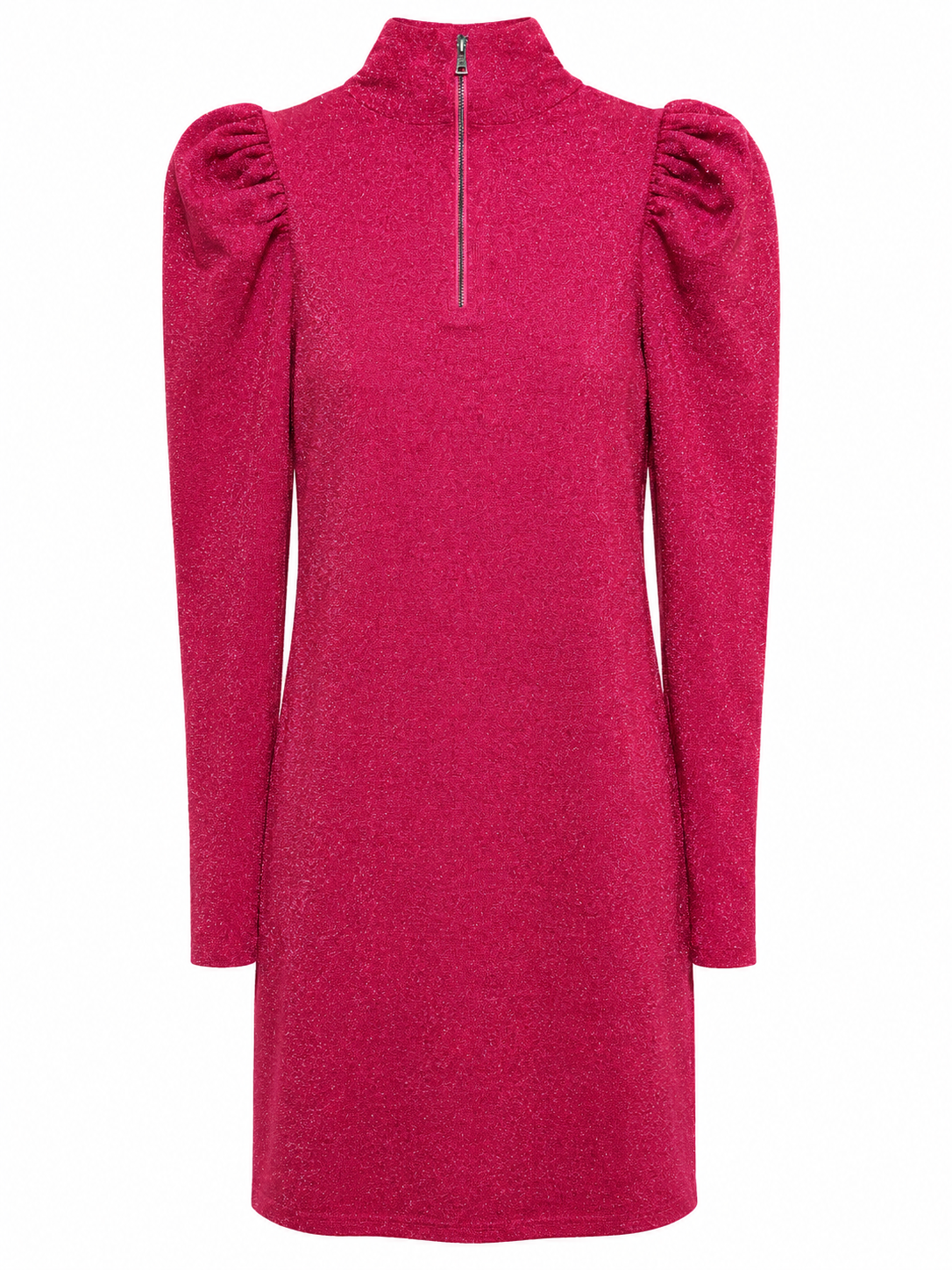 Alice + Olivia Wild Pink Metallic Puff Sleeve Mini Dress | Mock Neck | Size M | NWT