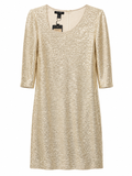 St. John Gold Sequin Knit Sheath Dress | Size 8 | NWT | Luxe Occasion Dress