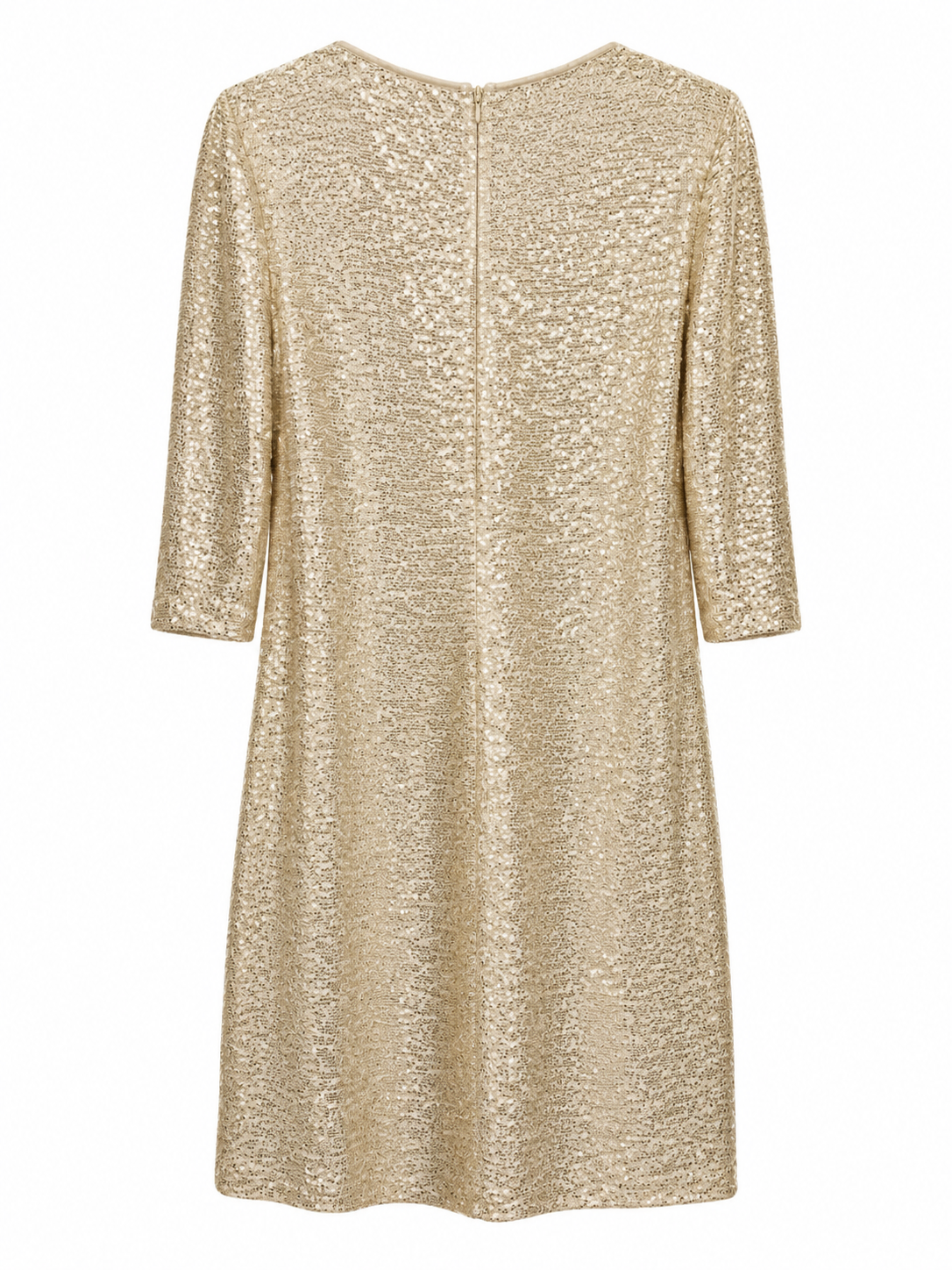 St. John Gold Sequin Knit Sheath Dress | Size 8 | NWT | Luxe Occasion Dress