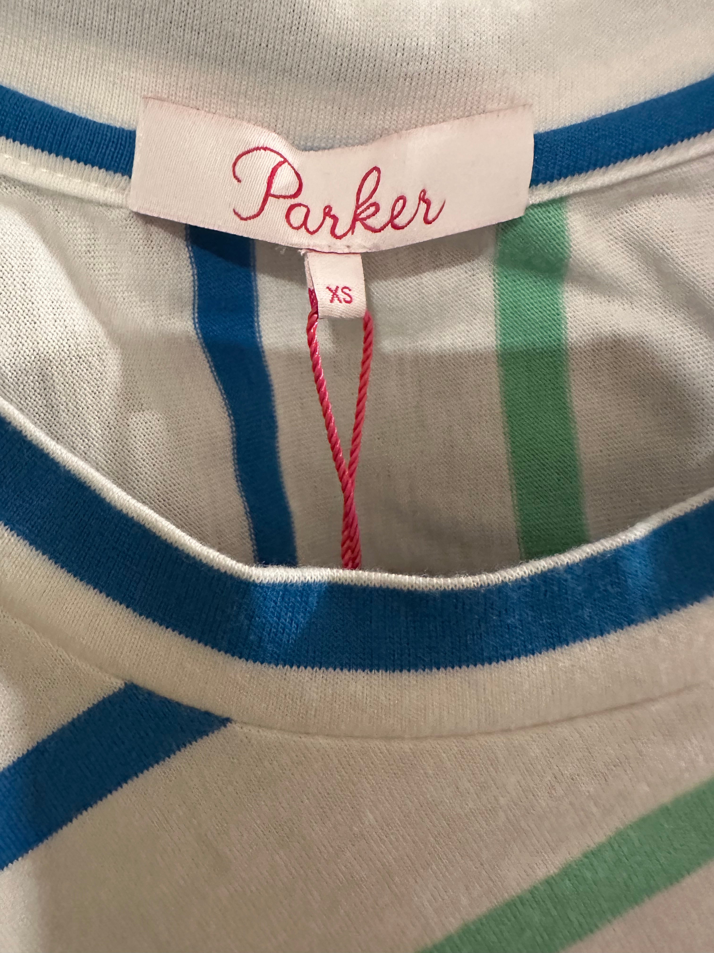 Parker White Multi Grass Stripe Sleeveless Ruffle Dress | NWT