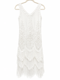 Babeyond White Embroidered Fringe Dress | Art Deco Flapper Dress | Size S | Excellent Pre-Owned