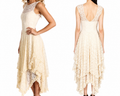 Intimately Free People Cream Lace Midi Dress | Tiered Handkerchief Hem | Size M | Excellent Pre-Owned