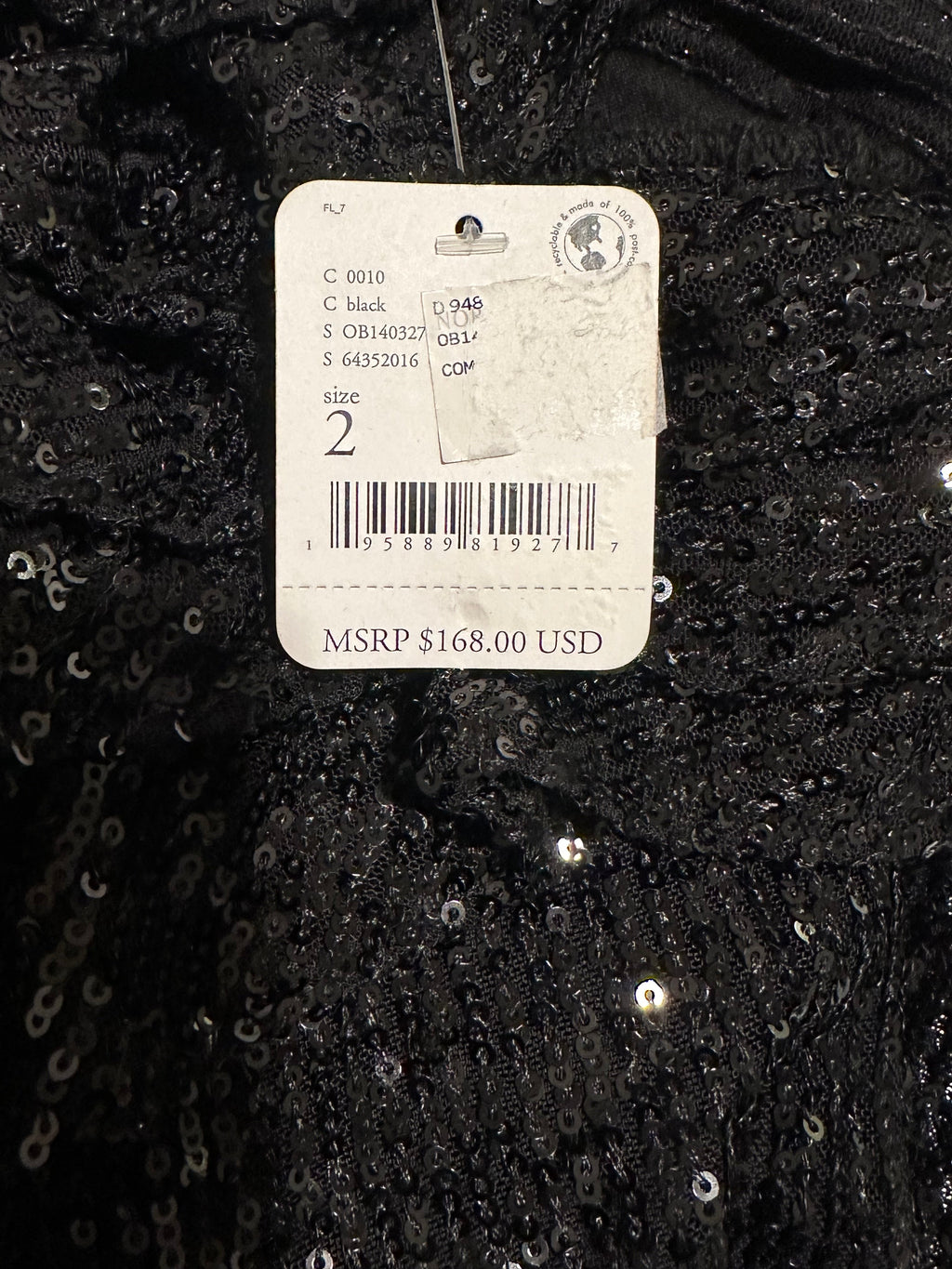 Free People Black Sequin Strapless Ruffle Mini Dress | Size 2, 6 | NWT