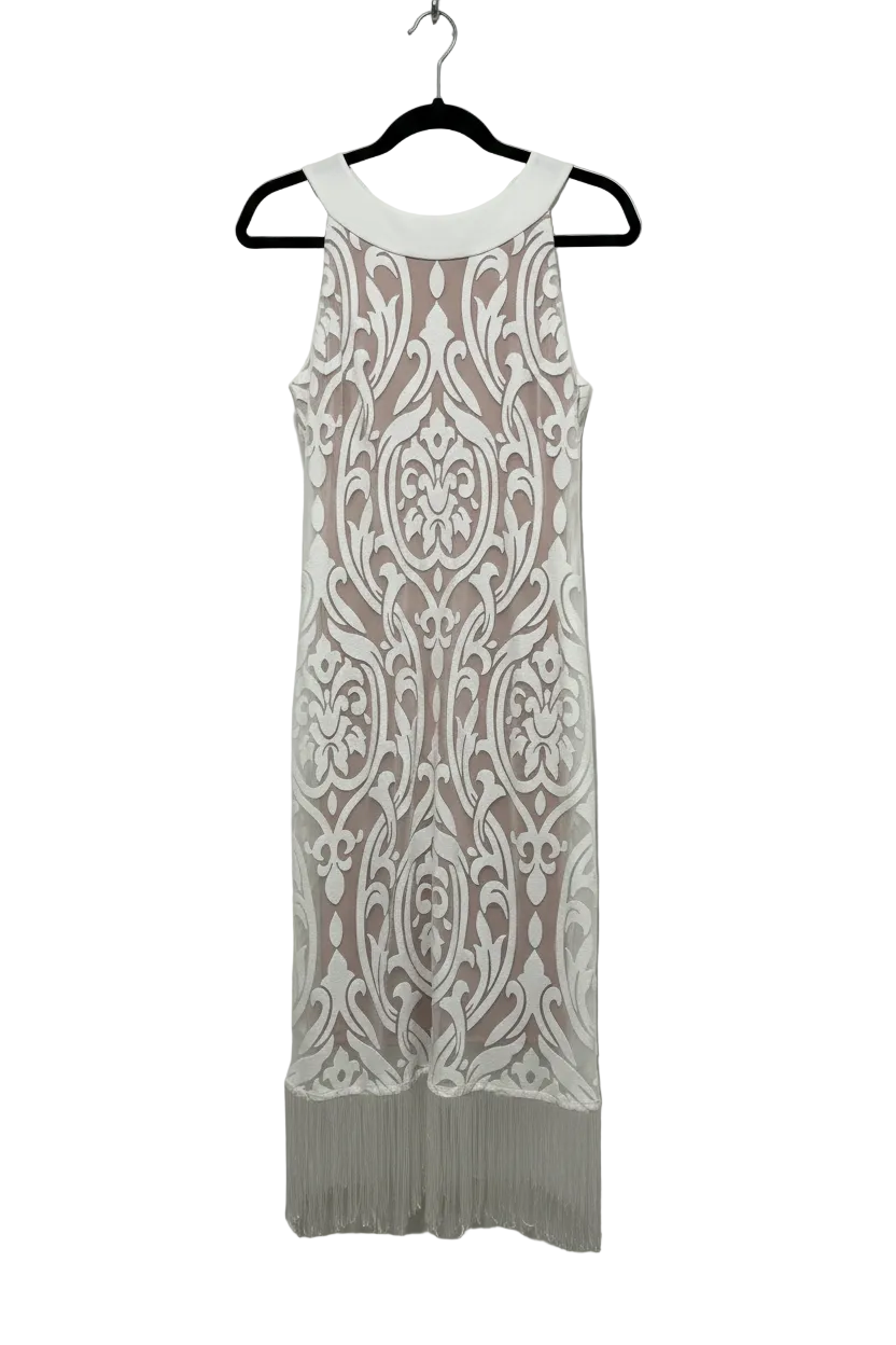 White Baroque Fringe Dress