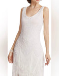 Babeyond White Embroidered Fringe Dress | Art Deco Flapper Dress | Size S | Excellent Pre-Owned